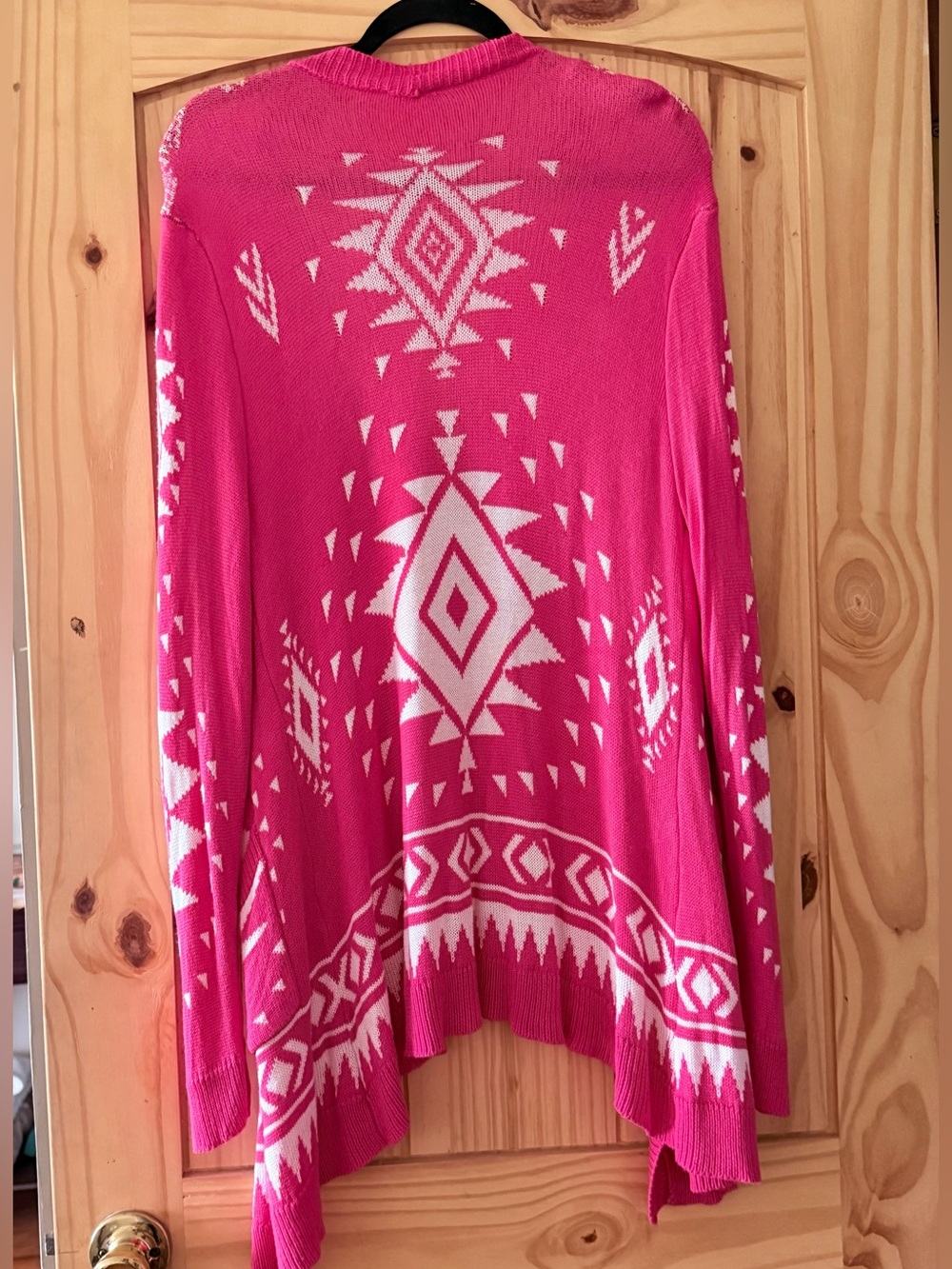 Pink Aztec Print Open Cardigan